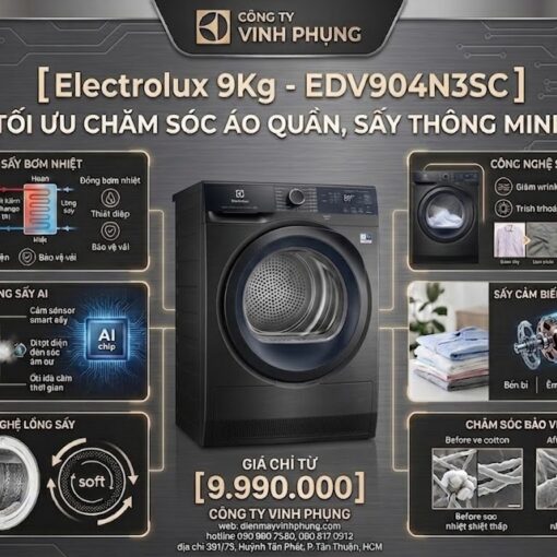 Máy sấy thông hơi Electrolux 9 kg EDV904N3SC