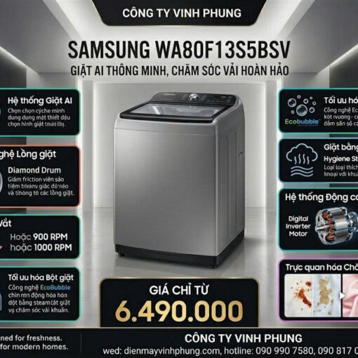Máy giặt Samsung Inverter 13 kg WA80F13S5BSV