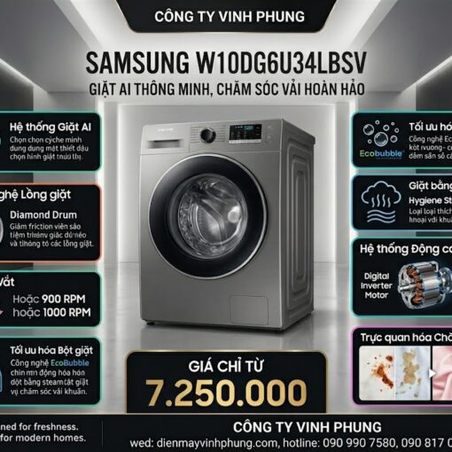 Máy giặt Samsung AI Inverter 10 kg WW10DG6U34LBSV