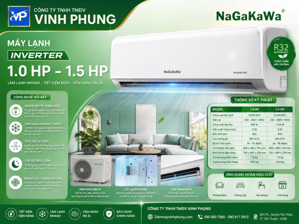 Máy lạnh Nagakawa Inverter 2.0 HP NIS-C18R2T28