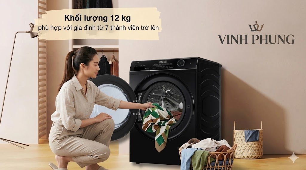 Máy giặt lồng ngang Aqua 12 kg AW12-BP4959U1K(B)