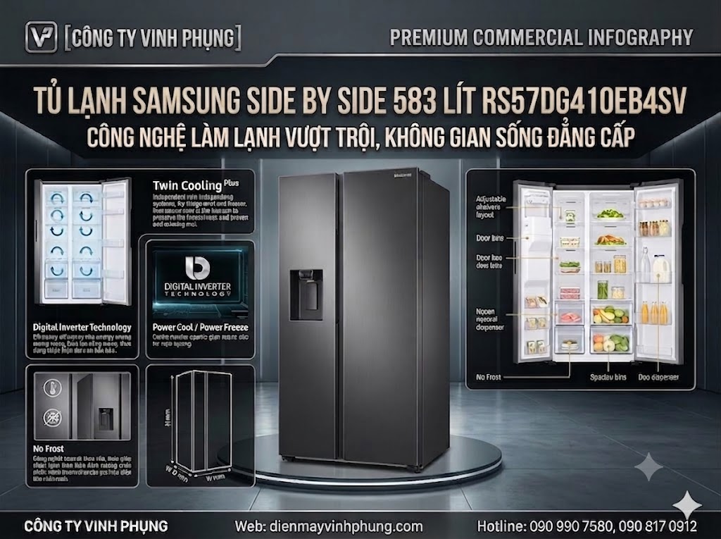 Tủ Lạnh Samsung Inverter 578 Lít RS57DG410EB4SV 8 Tủ Lạnh Samsung Inverter 578 Lít RS57DG410EB4SV