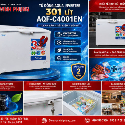 Tủ đông Aqua Inverter 301 lít AQF-C4001EN