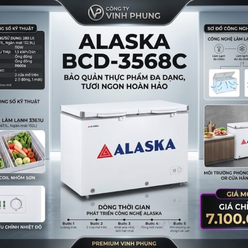 Tủ đông mát ống đồng Alaska 280 lít BCD-3568C