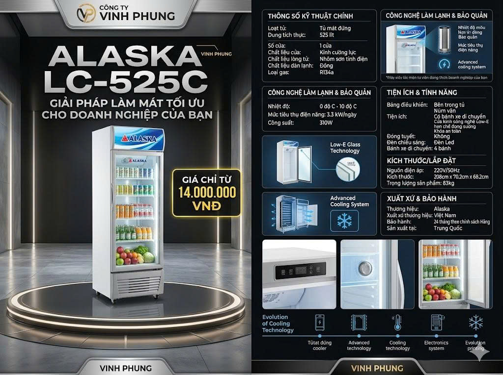 Tủ mát Alaska 525 lít LC-525C