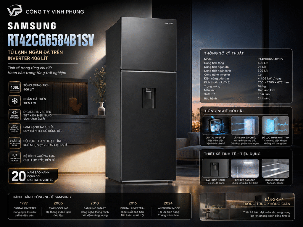 Tủ Lạnh Samsung Inverter RT42CG6584B1SV