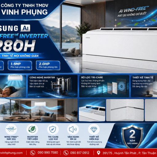 May Lanh Samsung AI Wind Free Inverter 9000 BTU AR80H10DAAWNSV