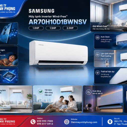 Máy Lạnh Samsung Wind-Free Inverter 9000 BTU AR70H10D1BWNSV