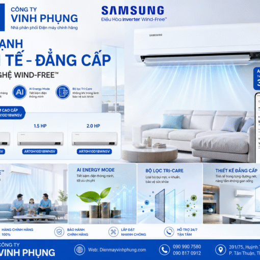 Máy Lạnh Samsung Wind-Free Inverter 1.5HP AR70H13D1