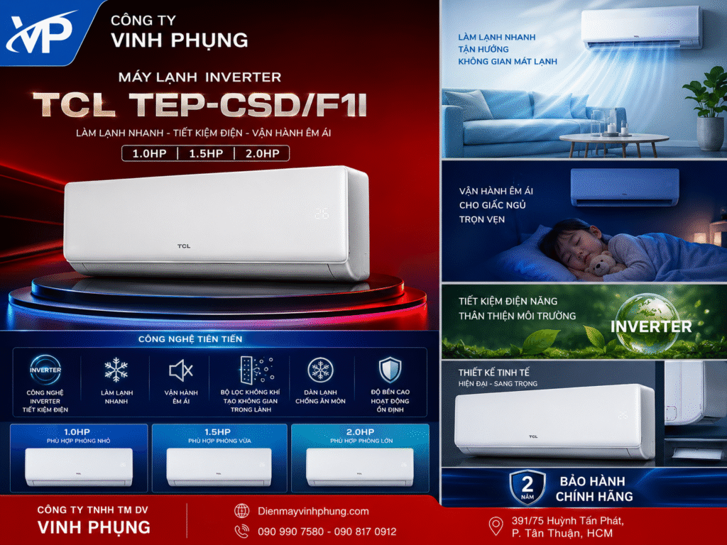 Máy lạnh 1.5 hp inverter TCL TEP-13CSD/F1I