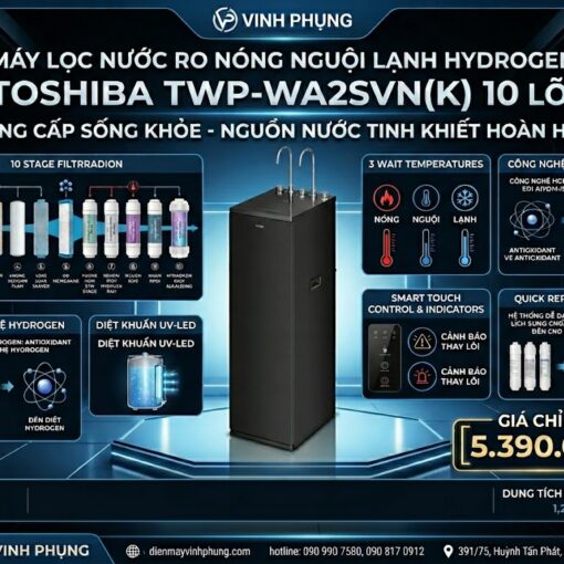 Máy lọc nước RO nóng nguội lạnh Hydrogen Toshiba TWP-WA3SVN(K) 10 lõi