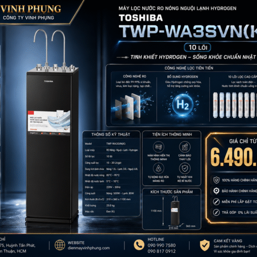 Máy lọc nước RO nóng nguội lạnh Hydrogen Toshiba TWP-WA3SVN(K) 10 lõi