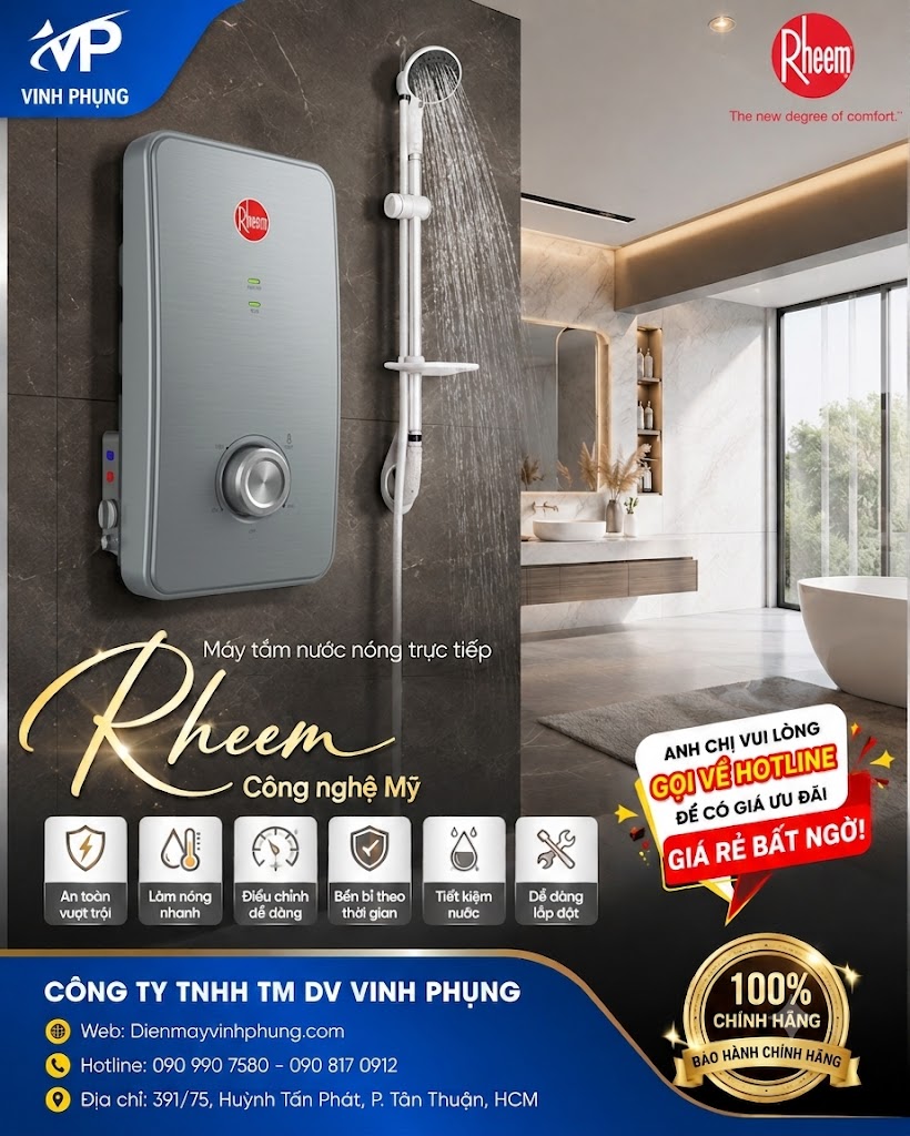 Máy Tắm Nước Nóng Trực Tiếp Rheem 4500W-RH-688E-WT 6 Máy Tắm Nước Nóng Trực Tiếp Rheem 4500W RH-688E SV