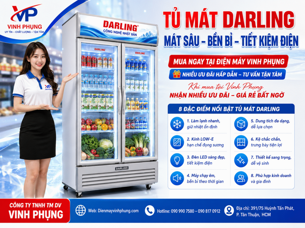 Tủ Mát 2 cánh Không đóng Tuyết Darling 630L DL-7000A2 Tủ Mát 2 cánh Không đóng Tuyết Darling 630L DL-7000A2