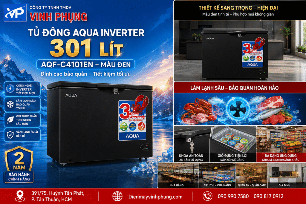Tủ đông Aqua Inverter 301 lít AQF-C4101EN 10 Tu dong Aqua Inverter 301 lit AQF C4101EN .png
