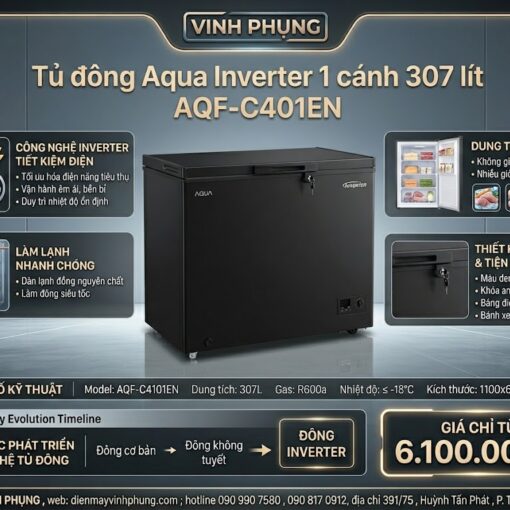 Tủ đông Aqua Inverter 307 lít AQF-C4101EN