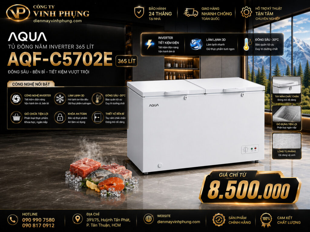 Tủ đông mát Aqua 365 lít AQF-C5702E