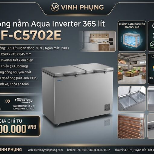 Tủ đông mát Aqua Inverter 365 lít AQF-C5702E