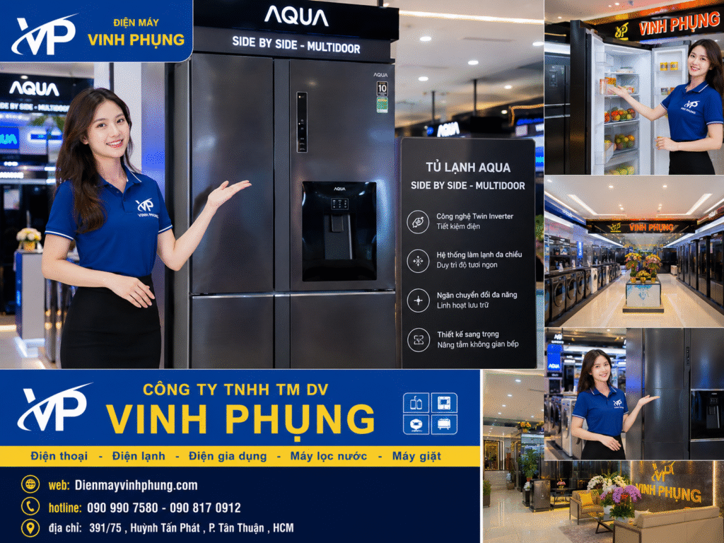 Tủ Lạnh Aqua Inverter Multidoor 495 Lít AQR-MA570XA(GB) U1
