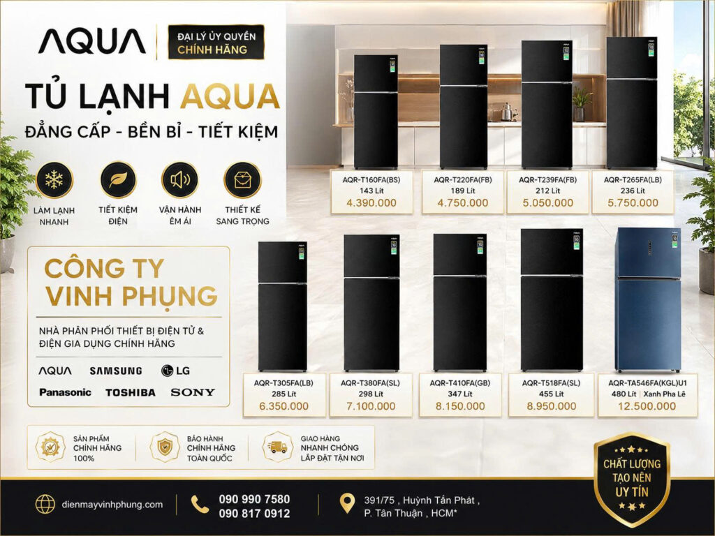 Tủ lạnh Aqua Không Đóng Tuyết 130 lít AQR-T160FA(B