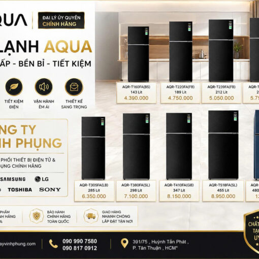 Tủ lạnh Aqua Không Đóng Tuyết 130 lít AQR-T160FA(B