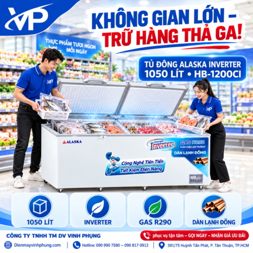 Tủ đông Alaksa Inverter 1050 lít HB-1200CI