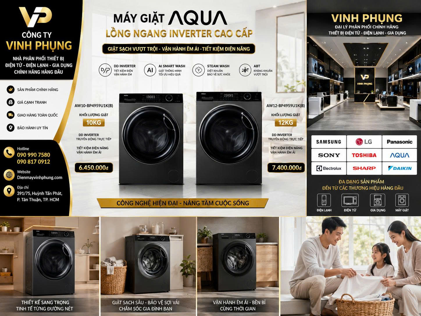 Máy giặt Aqua Inverter 9.5 kg AW95-BP4657M(B)