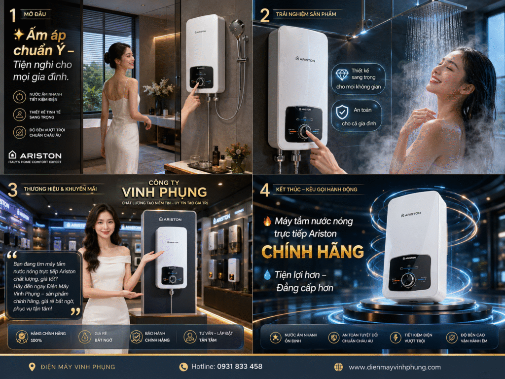 Máy tắm nóng trực tiếp Ariston Aures Top 4.5P