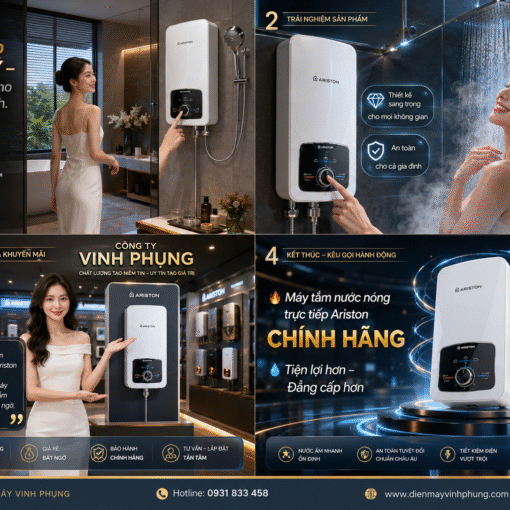 Máy tắm nóng Ariston Không Bơm Aures Premium+4.5