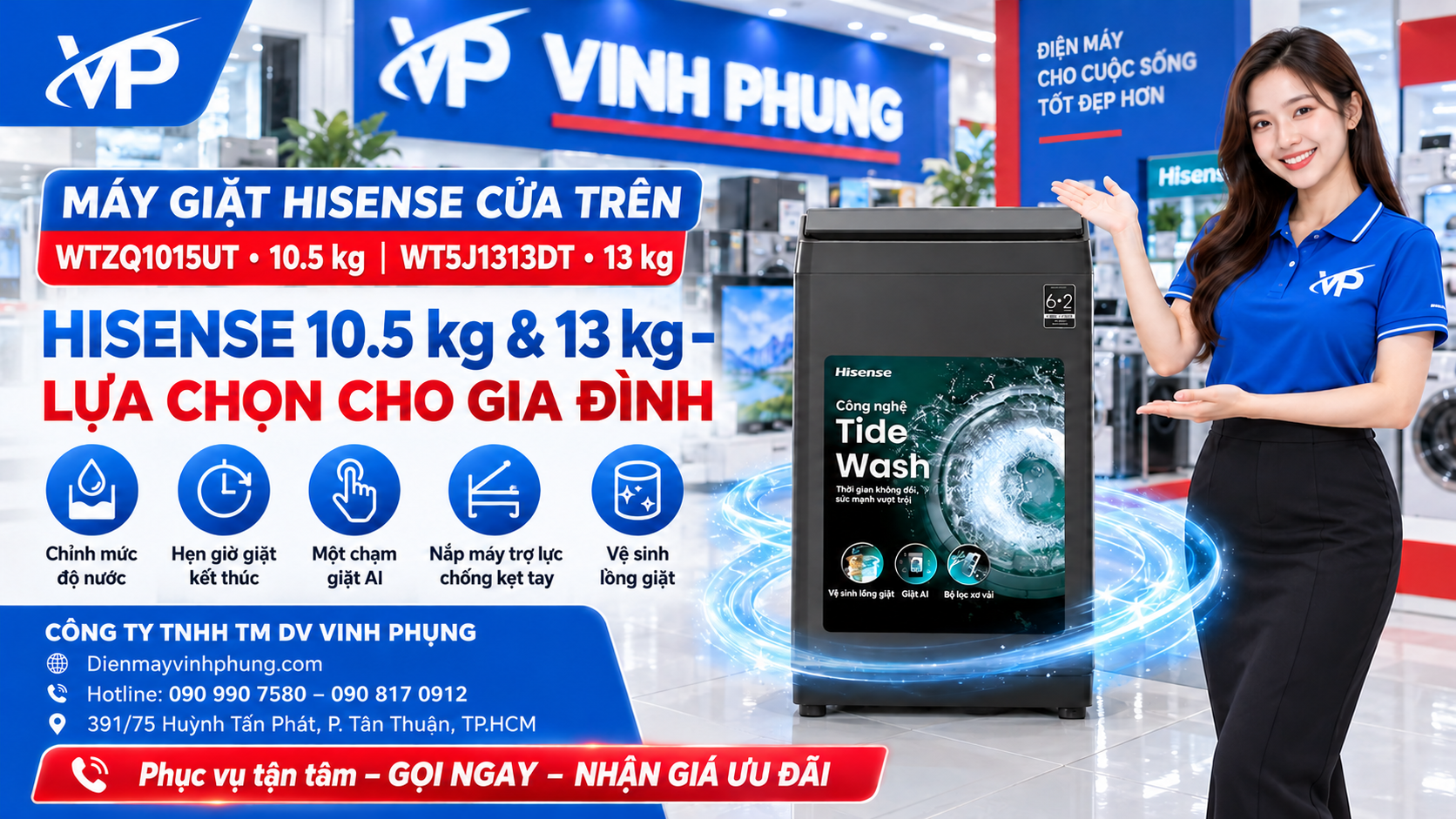 Máy giặt Inverter Hisense 13Kg WT5J1313DT 4 Máy giặt Inverter Hisense 13Kg WT5J1313DT