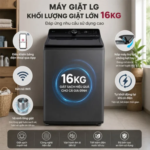 Máy giặt cửa trên AI inverter 16kg LG TX2516DT3O