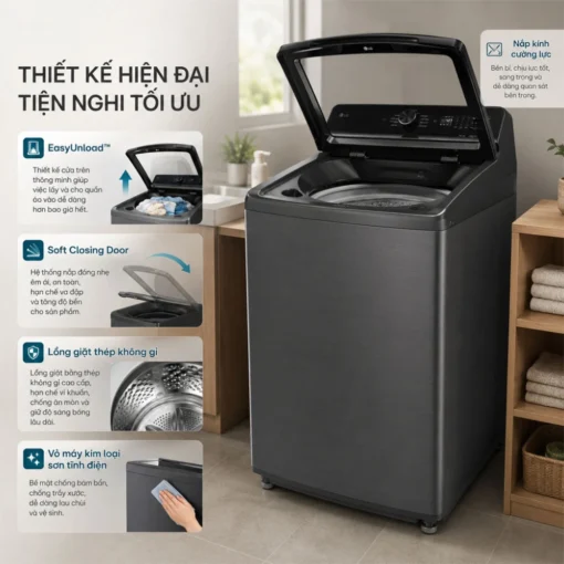 Máy giặt cửa trên AI inverter 16kg LG TX2516DT3O
