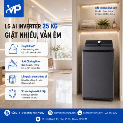 Máy giặt cửa trên LG AI Inverter 25Kg T2725SX5G