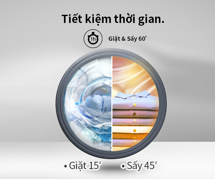 Máy giặt sấy Inverter Hisense WD90N1Y giặt 9kg - sấy 6kg cửa trước