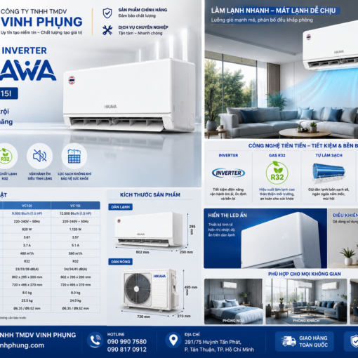 Máy lạnh Hikawa inverter 1 HP HI-VC10S/K-VC10S