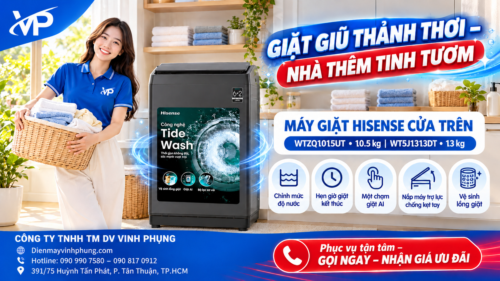 Máy giặt Inverter Hisense 13Kg WT5J1313DT 5 Máy giặt Inverter Hisense 13Kg WT5J1313DT