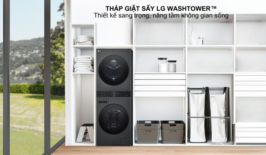 Tháp Máy giặt 14 Kg sấy 10 Kg LG Inverter WashTower WT1410NHB