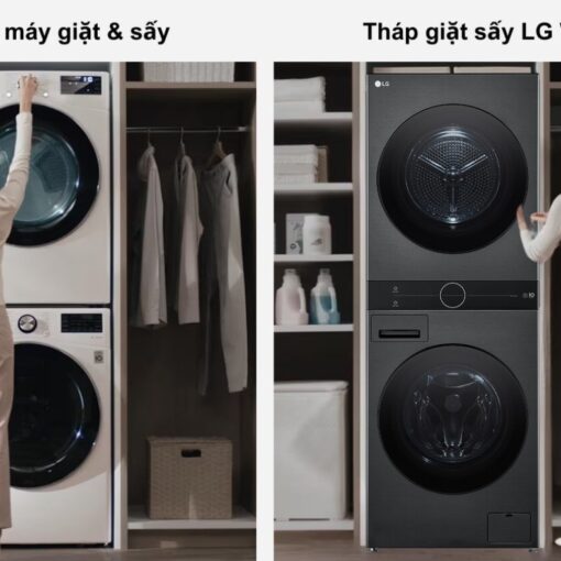 Tháp Máy giặt 14 Kg sấy 10 Kg LG Inverter WashTower WT1410NHB