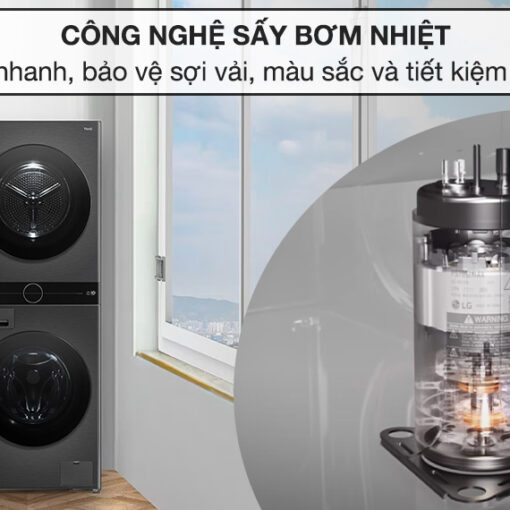 Tháp Máy giặt 14 Kg sấy 10 Kg LG Inverter WashTower WT1410NHB