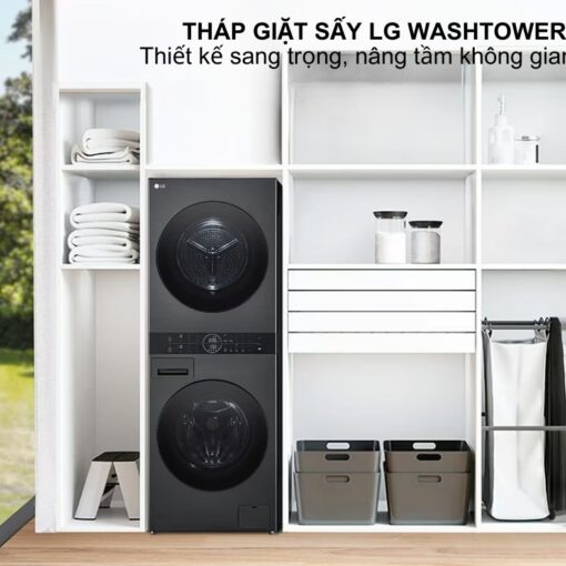 Tháp Máy giặt 14 Kg sấy 10 Kg LG Inverter WashTower WT1410NHB