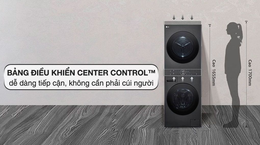 Tháp Máy giặt 14 Kg sấy 10 Kg LG Inverter WashTower WT1410NHB