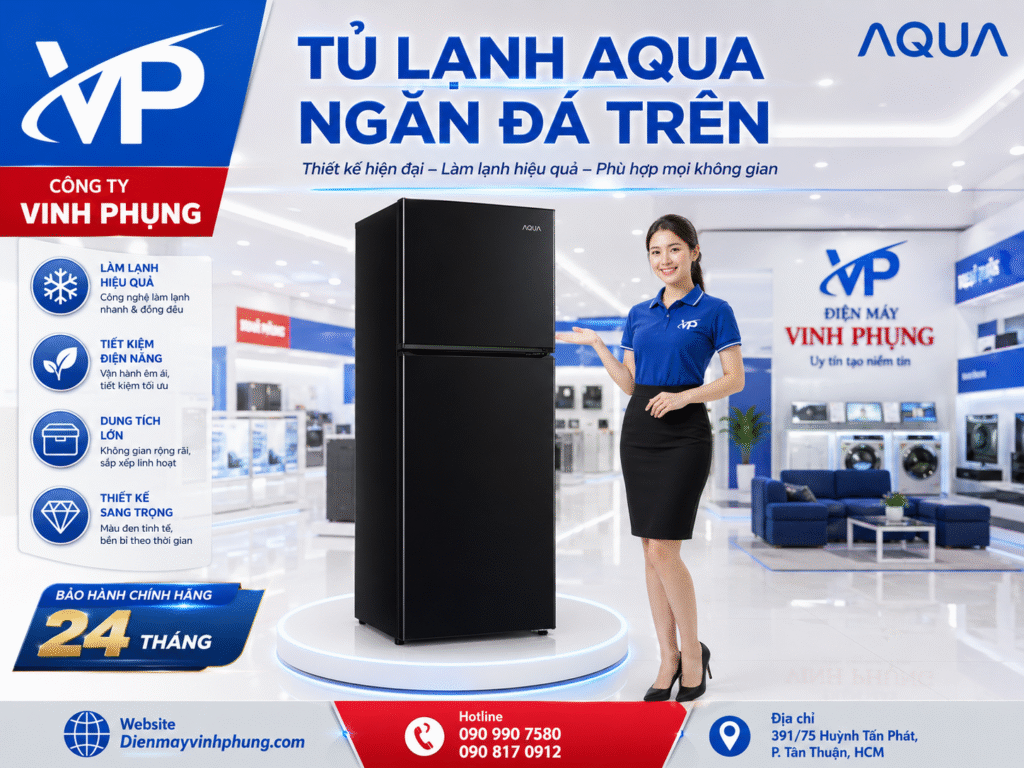 Tủ lạnh Aqua Inverter 189 lít AQR-T225FA(LB)