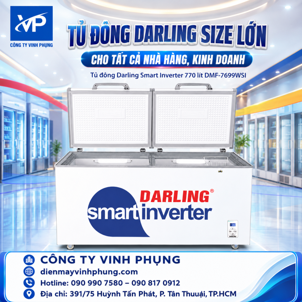 Tủ đông Darling Smart Inveter 770 lít DMF-7699WSI