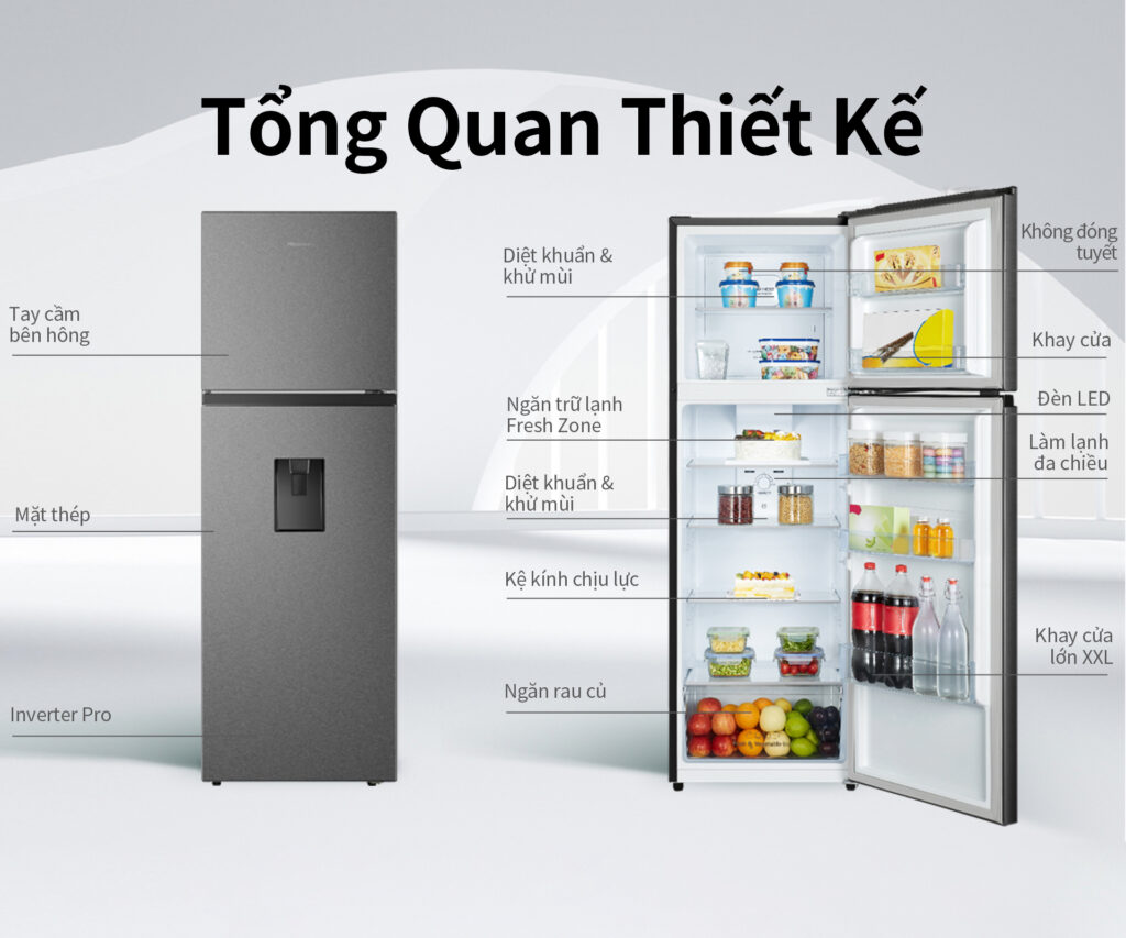 Tủ lạnh Hisense Inverter 249 Lít RT328N4EBND