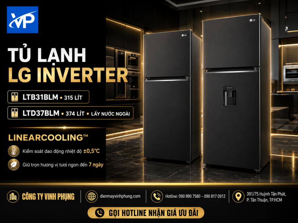 Tủ lạnh LG Inverter 314 lít LTB31BLM