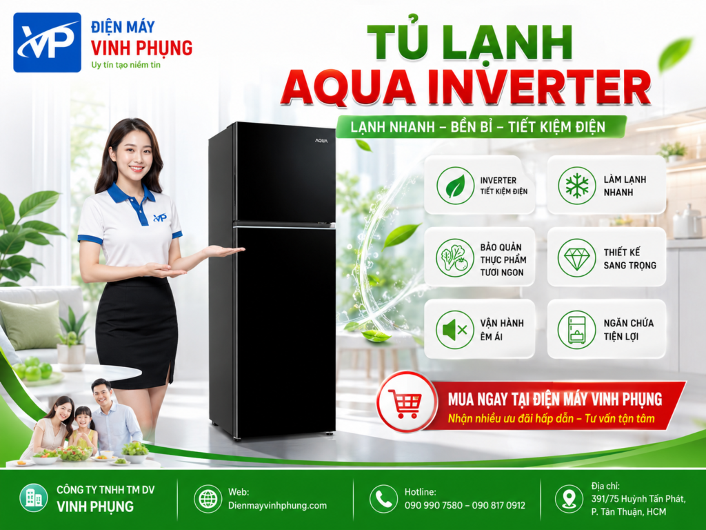 Tủ lạnh Aqua Inverter 212 lít AQR-T245FA(LB)