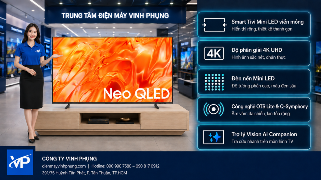 Smart Tivi Neo QLED Samsung AI 4K 55 inch QA55QN70HA