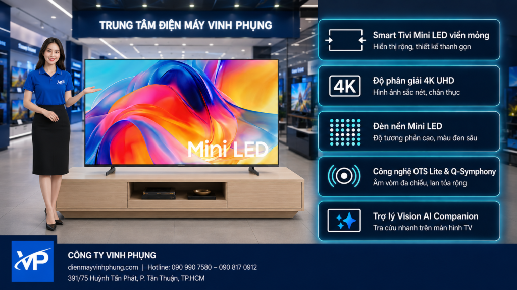 Smart Tivi Mini LED Samsung AI 4K 55 inch UA55M77HA