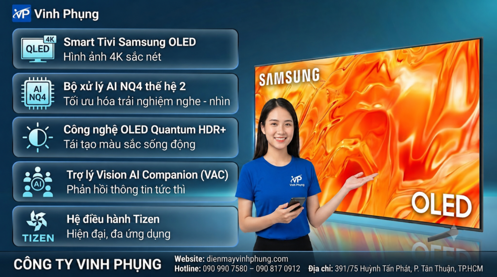 Smart Tivi OLED Samsung AI 4K 55 inch QA55S90HA