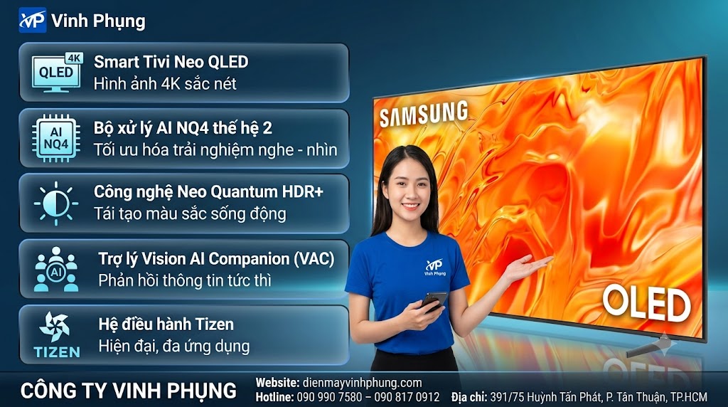 Smart Tivi OLED Samsung AI 4K 55 inch QA55S90HA